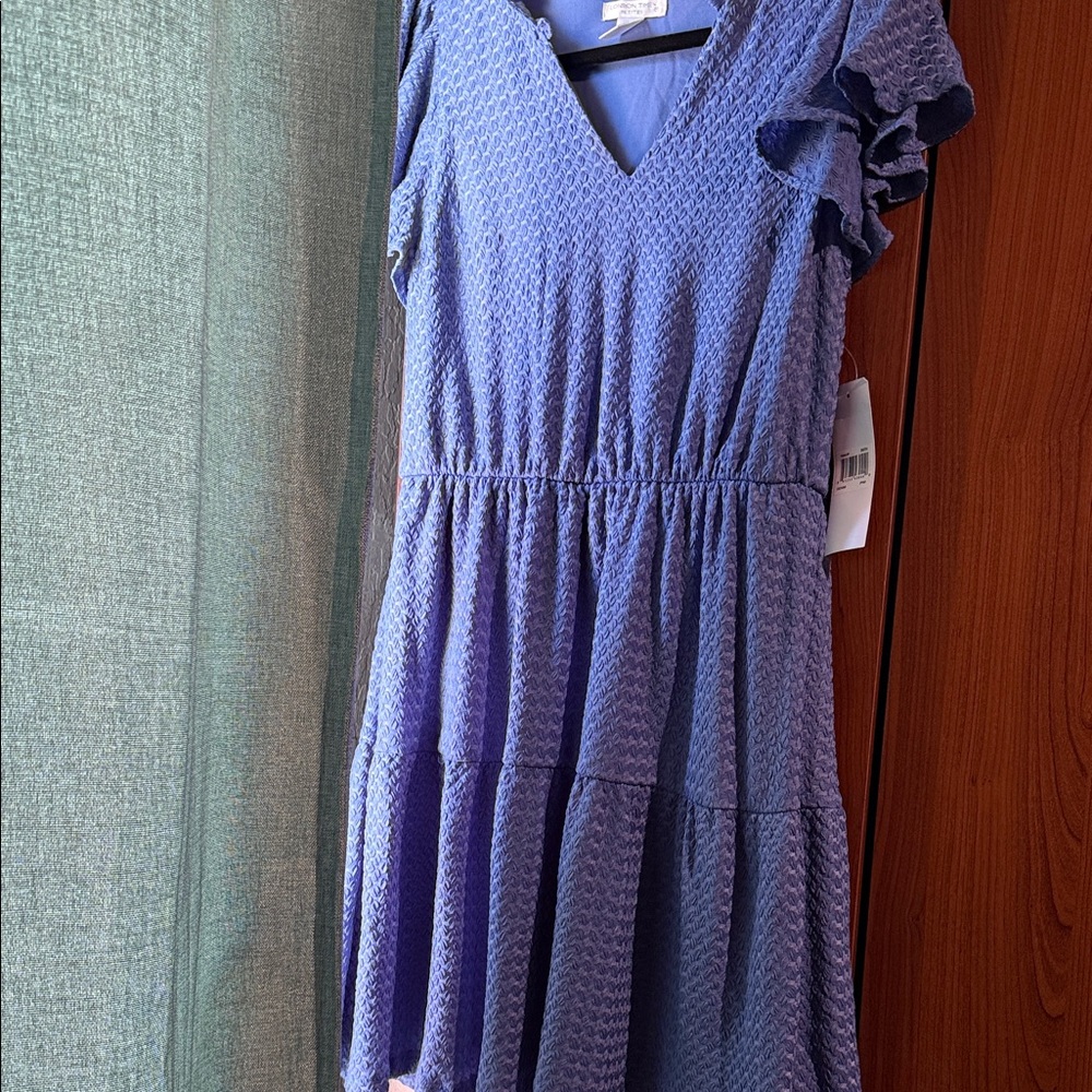 London Times Lavender Ruffle Mini Dress